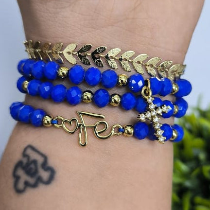 Fe y cruz - Set de pulseras - Azul rey
