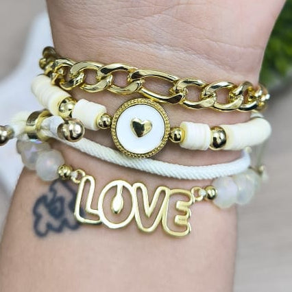 Love delineado - Set de pulseras - Amarillo