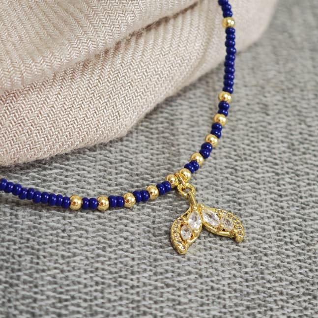 Cola de ballena con brillo - Collar - Azul marino