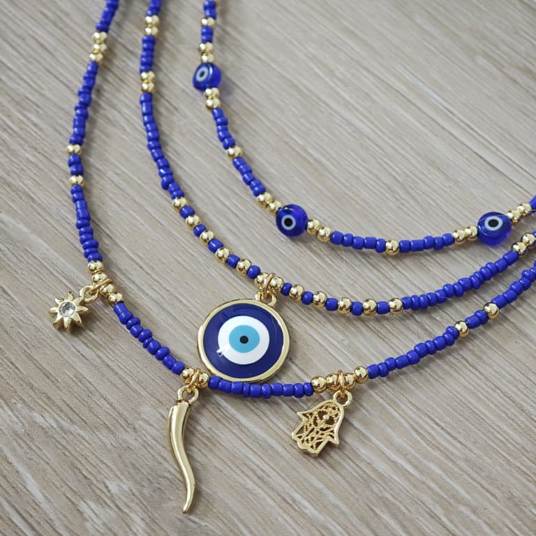 Ojo turco - Set de collares - Azul rey