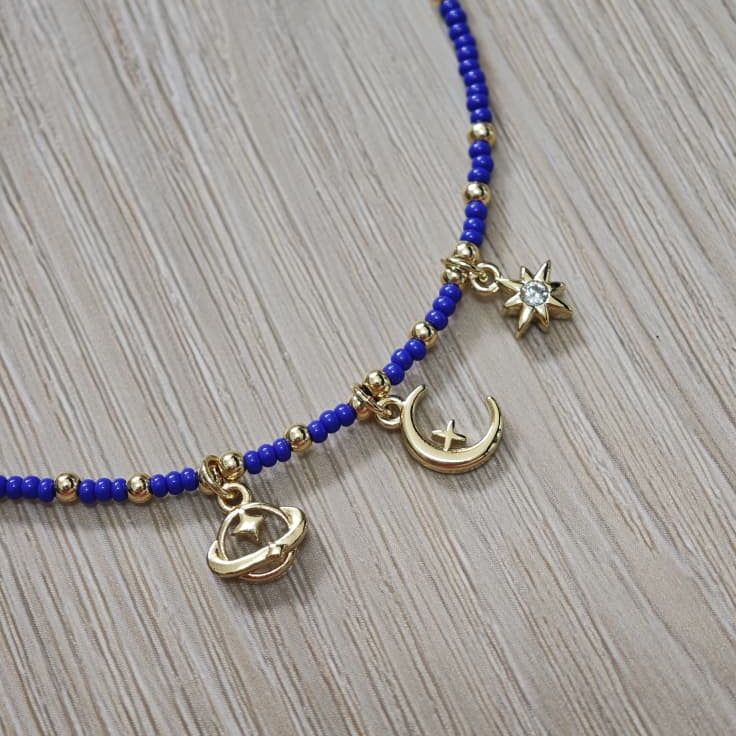 Estrellas y otros - Collar - Azul rey