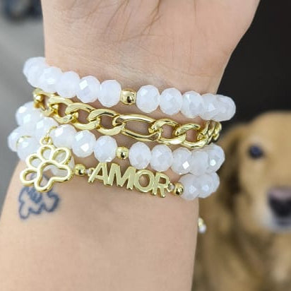 Amor y huella - Set de pulseras - Blanco