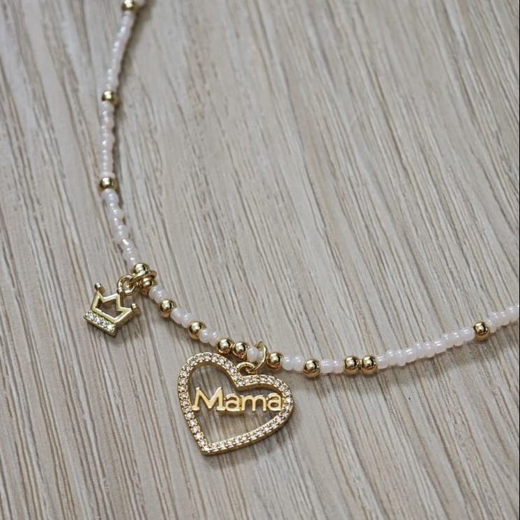 Corona y mamá - Collar - Beige