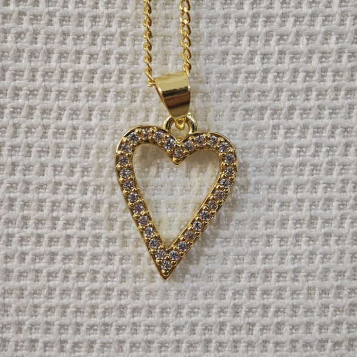 Corazón alargado con brillo - Cadena