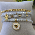 Corazón esmaltado y en gota - Set de pulseras - Gris