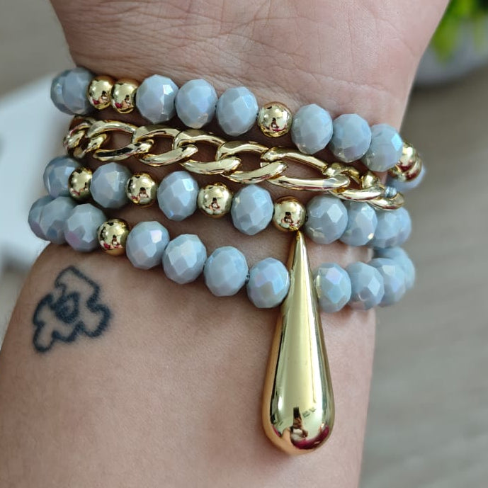 Gota - Set de pulseras - Gris
