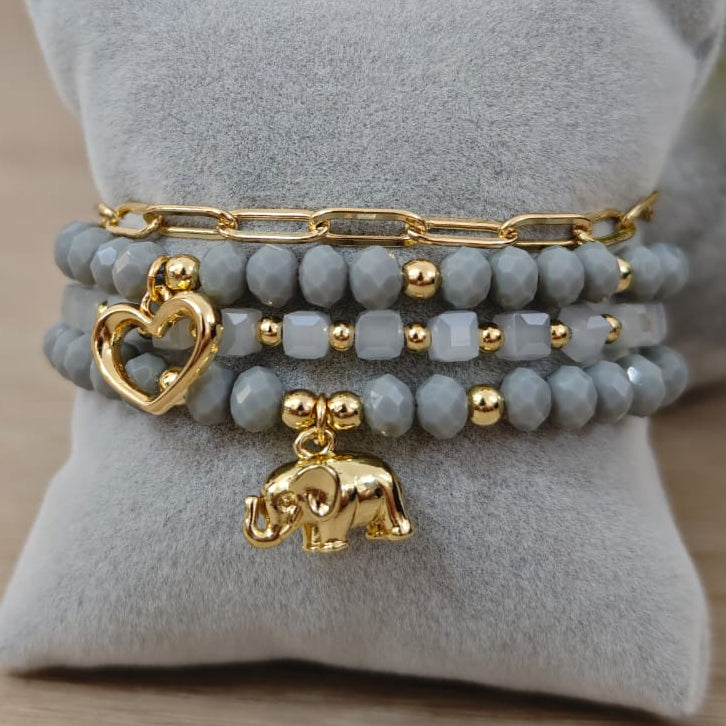 Elefante - Set de pulseras - Gris