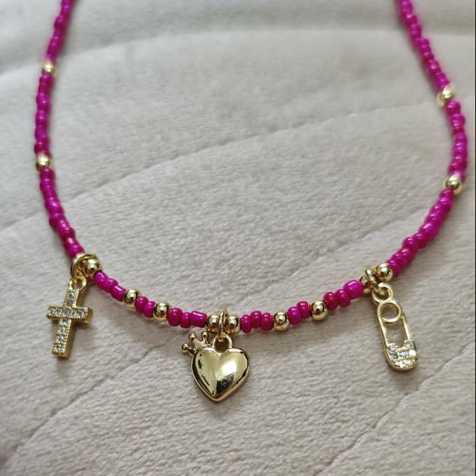Corazón rey - Collar - Magenta
