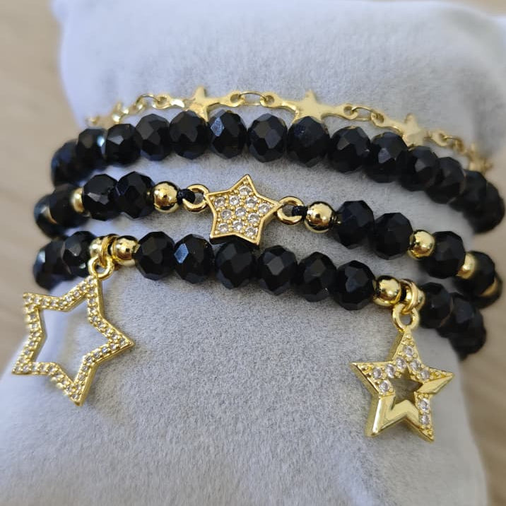Estrellado - Set de pulseras - Negro