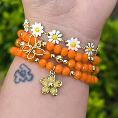 Primavera - Set de pulseras - Naranja