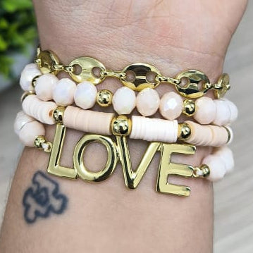 Love grande - Set de pulseras - Beige