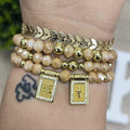 Fe y cruz en lámina - Set de pulseras - Beige