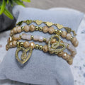 Corazones pop con brillo - Set de pulseras - Beige
