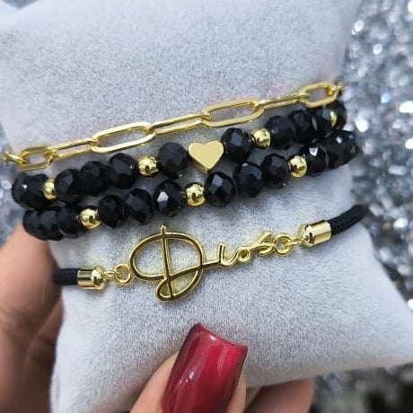 Dios - Set de pulseras - Negro