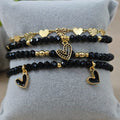 Trío de minicorazones - Set de pulseras - Negro