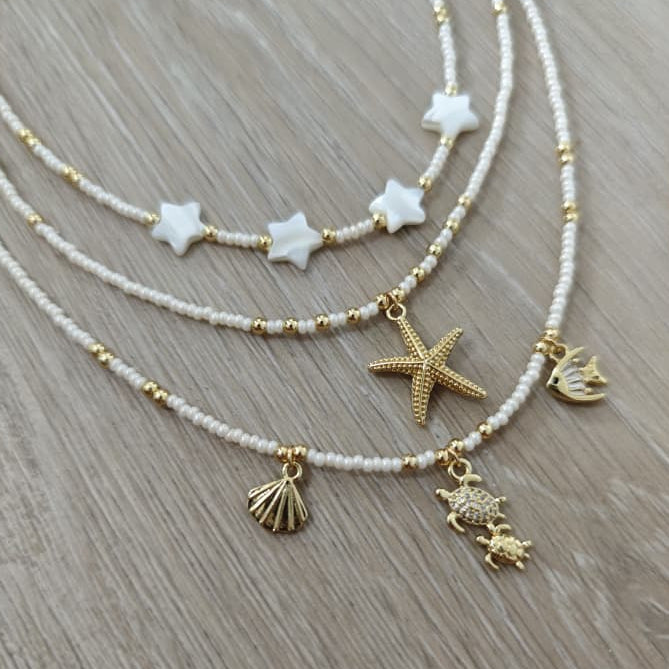 Estrella de mar - Set de collares - Marfil