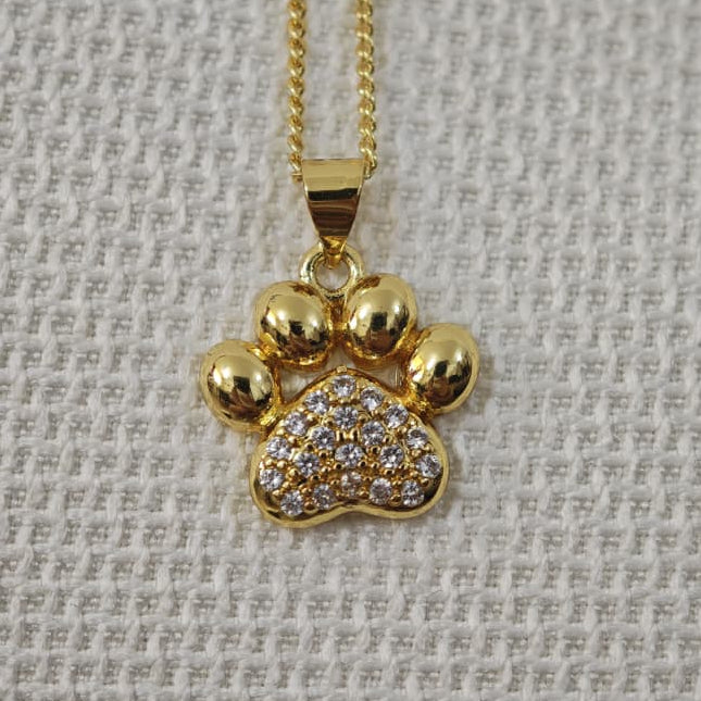 Huella de perro con brillo - Cadena