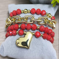 Corazón pop grande - Set de pulseras - Rojo