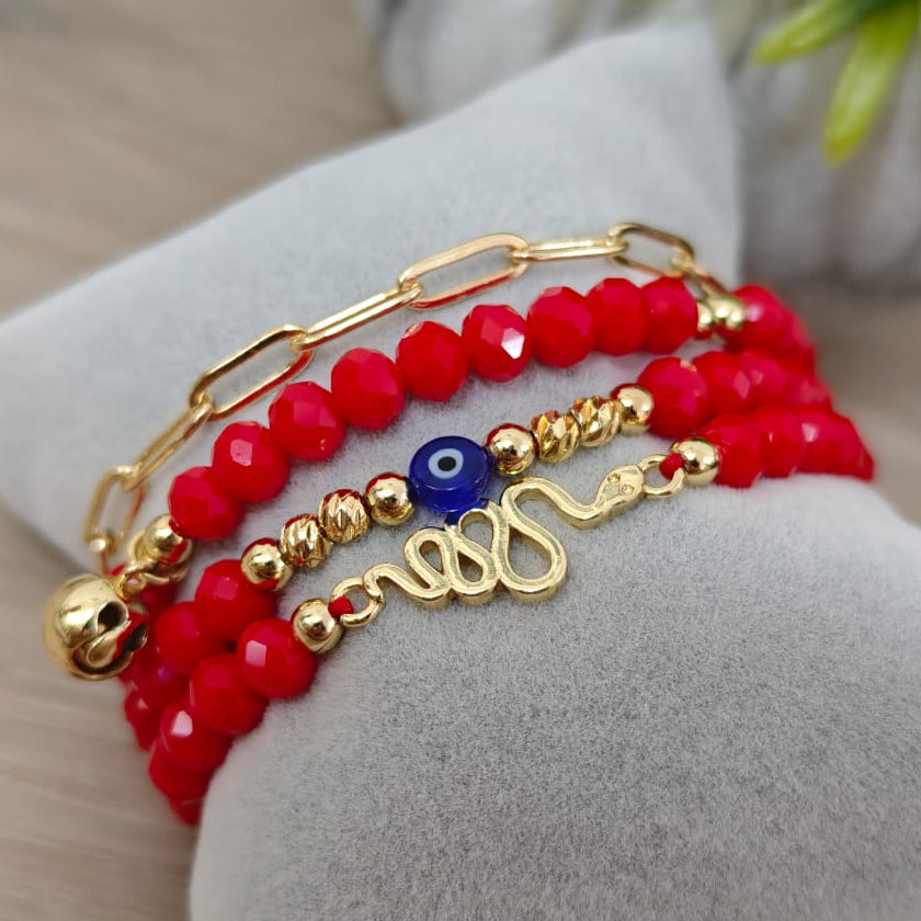 Cascabel - Set de pulseras - Rojo