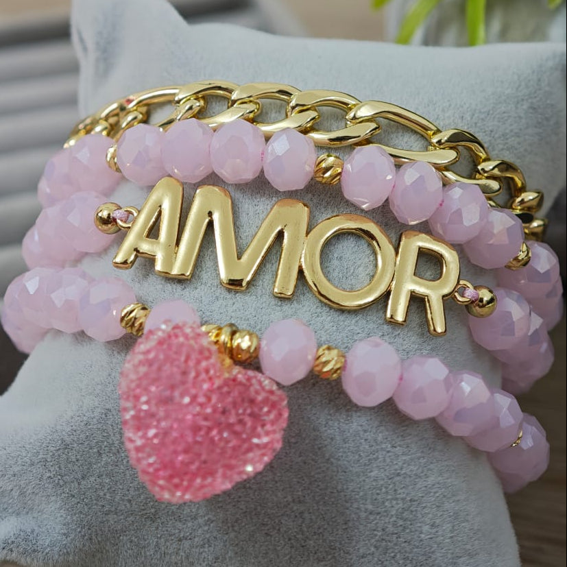 Amor de azúcar - Set de pulseras - Rosa