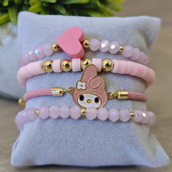 Conejita rosa - Set de pulseras - Rosa
