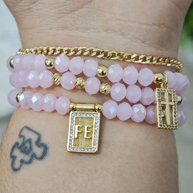 Fe en lámina - Set de pulseras - Rosa