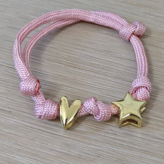 Corazón alargado y estrella - Pulsera