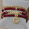 Corazón espinado - Set de pulseras - Vinotinto
