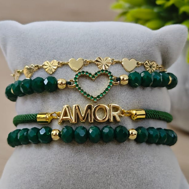 Amor esmeralda - Set de pulseras - Verde