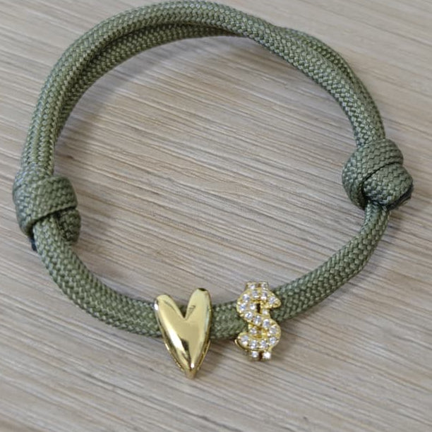 Corazón alargado y dólar - Pulsera