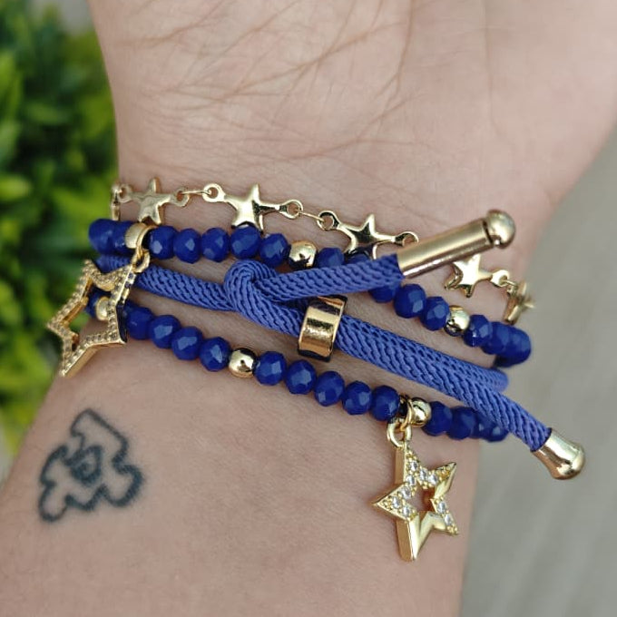 Estrellas - Set de pulseras - Azul rey