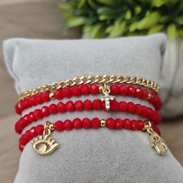 Amuleto - Set de pulseras - Rojo