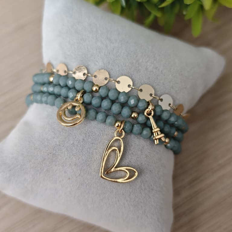 Felicidad pop - Set de pulseras - Gris