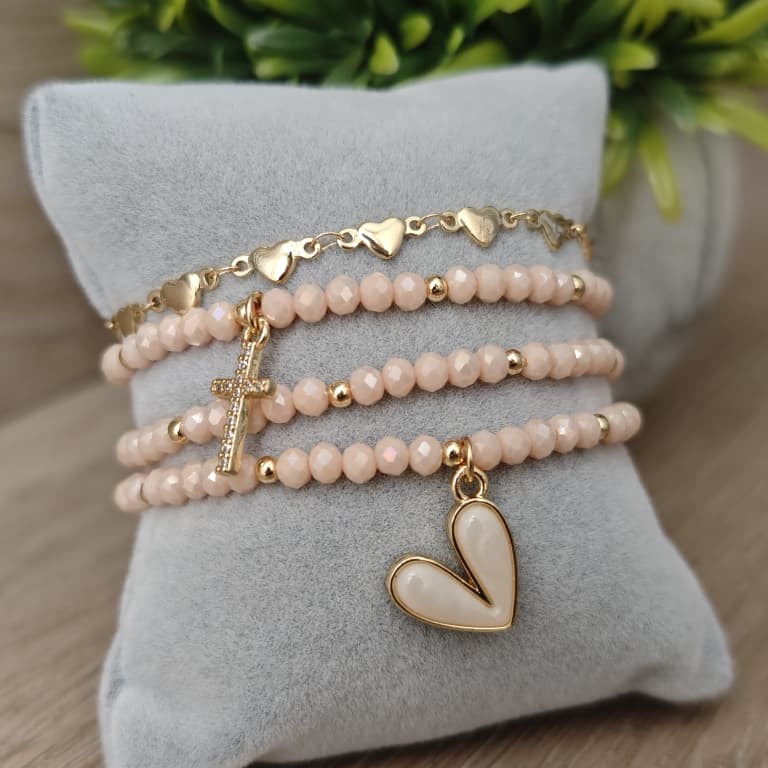 Amor de nácar - Set de pulseras - Beige