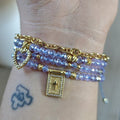 Cruz en el corazón - Set de pulseras - Celeste