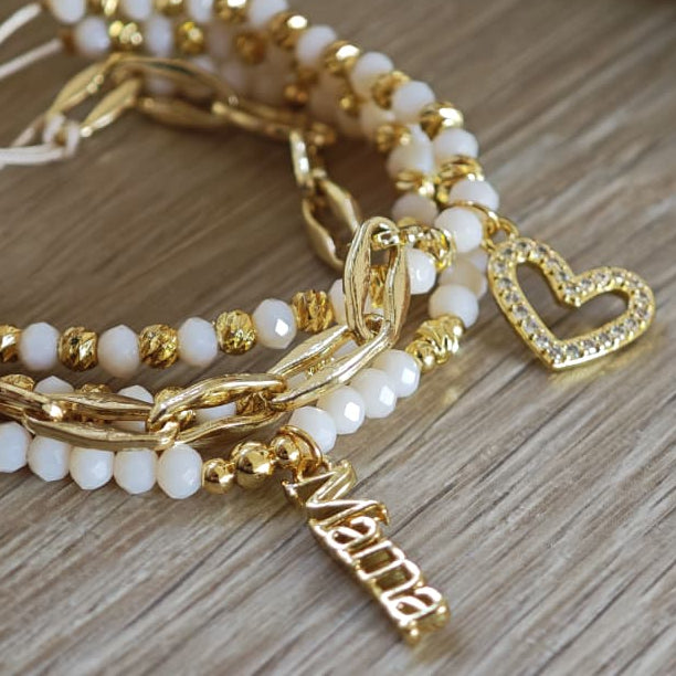 Mamá - Set de pulseras - Beige
