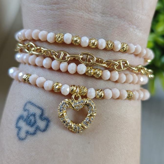 Enlazado - Set de pulseras - Beige