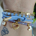 Trío de corazón - Set de pulseras - Azul cielo
