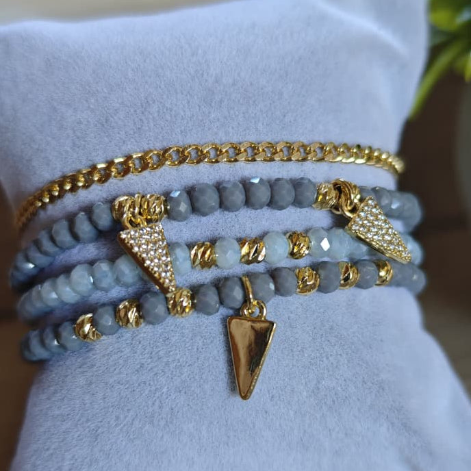 Triangular - Set de pulseras - Gris