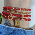 Corazón y fe- Set de pulseras - Rojo