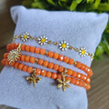 Flores en primavera - Set de pulseras - Naranja