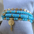 Virgen - Set de pulseras - Celeste
