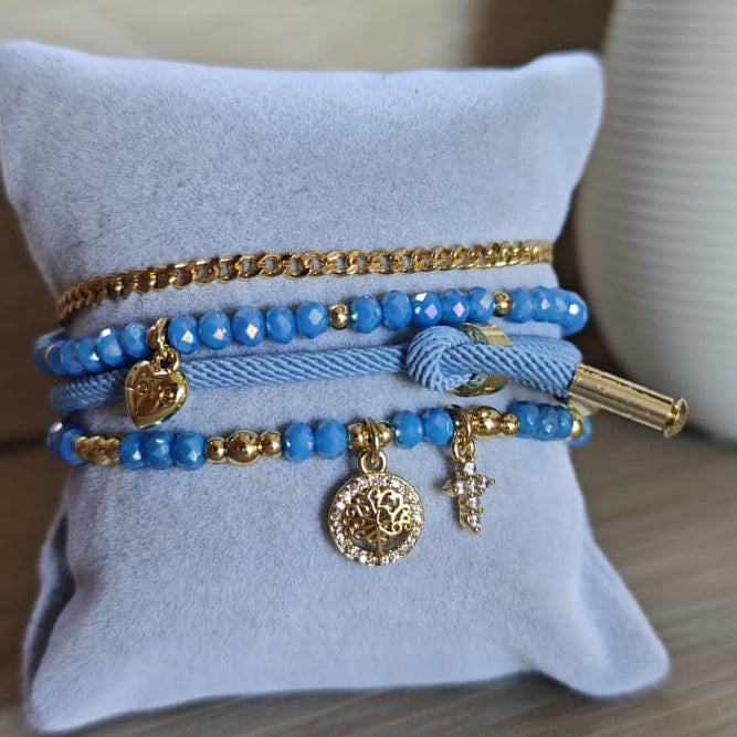Arbol de la vida - Set de pulseras - Azul cielo