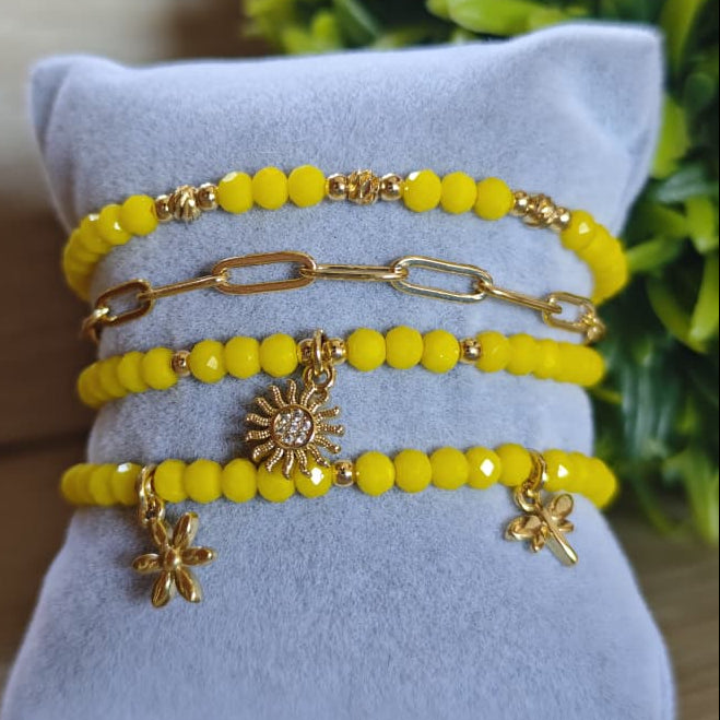 Sol - Set de pulseras - Amarillo