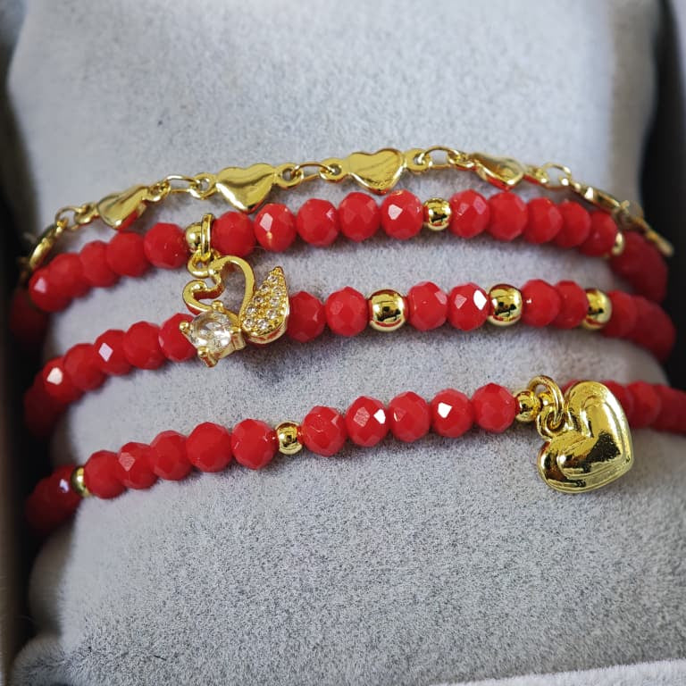 Cisne - Set de pulseras - Rojo