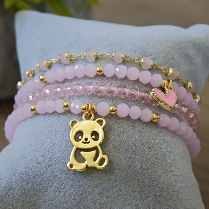 Panda - Set de pulseras - Rosa