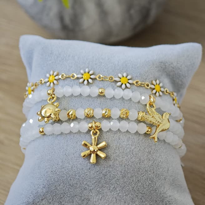 Paloma - Set de pulseras - Blanco