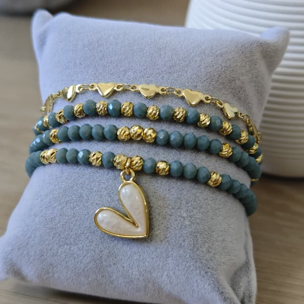 Amor pop de nácar - Set de pulseras - Gris
