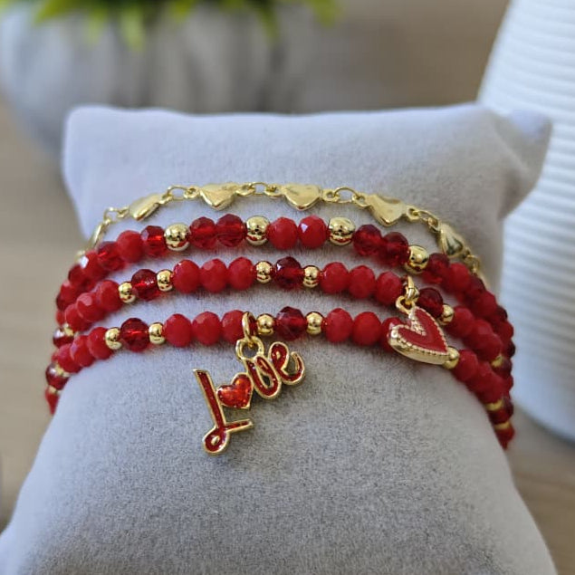 Red- Set de pulseras - Rojo