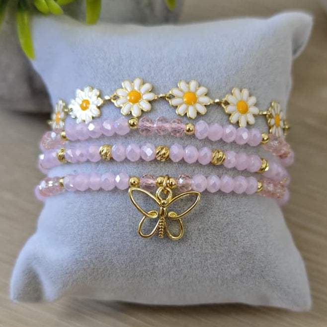 Mariposita - Set de pulseras - Rosa